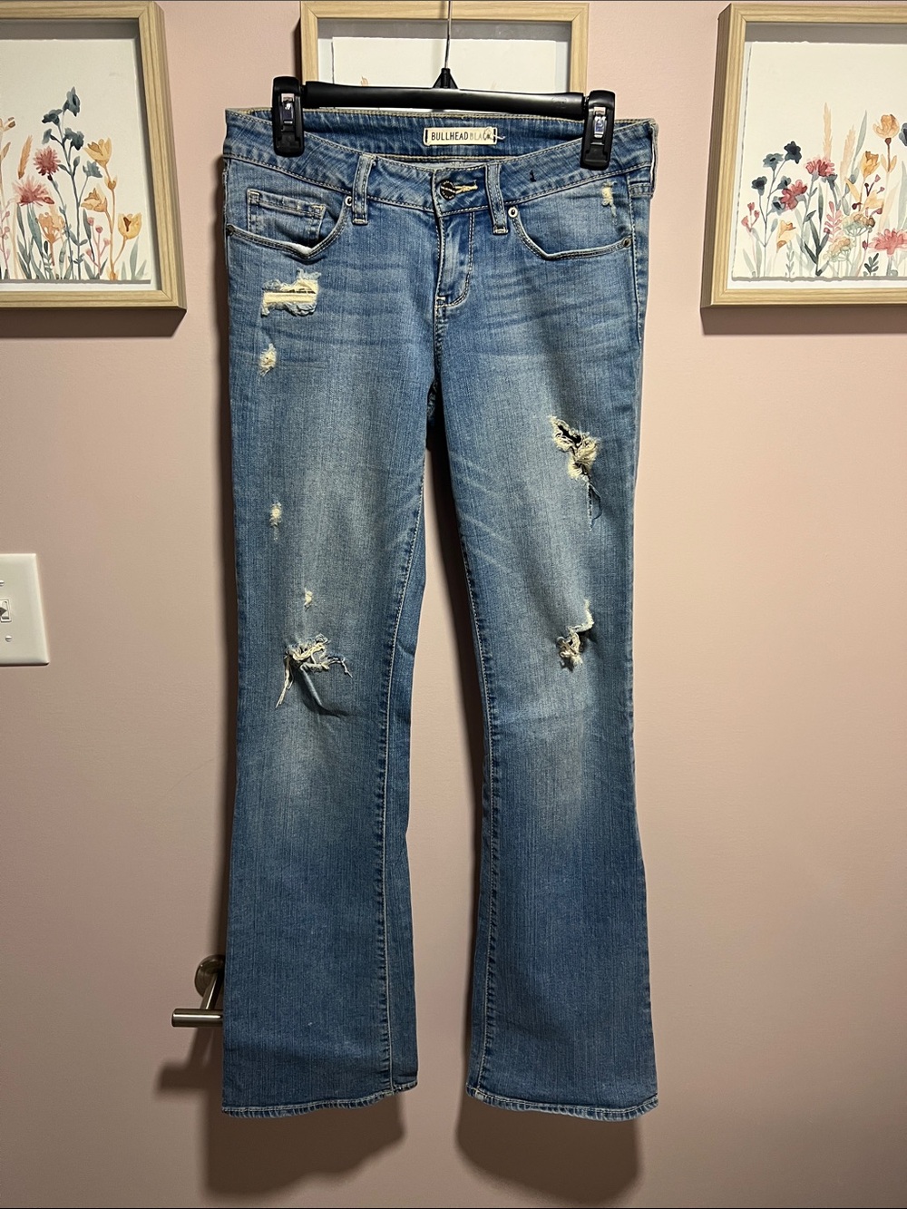 Bullhead Distressed Light Blue Flare Jeans